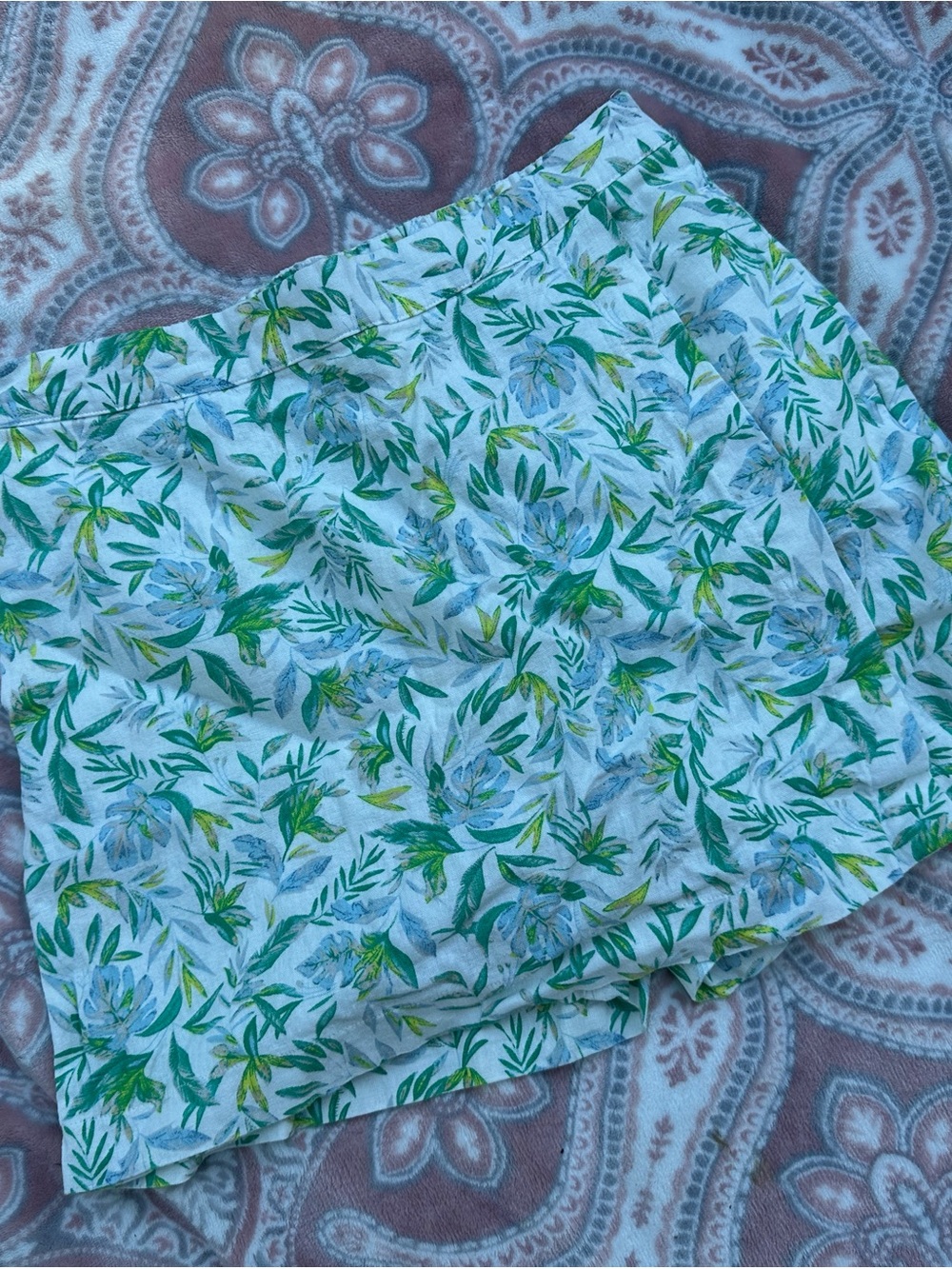 Floral Green & Blue Printed Skort